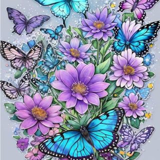 Baipisan Cross Stitch Kits for Adults - Butterfly Stamped Crossstitching Kits Preprinted 11 Count Cross-Stitch Kit for Beginner, 11CT Prestamped Easy Pattern Needlepoint Kits Crafts for Decor