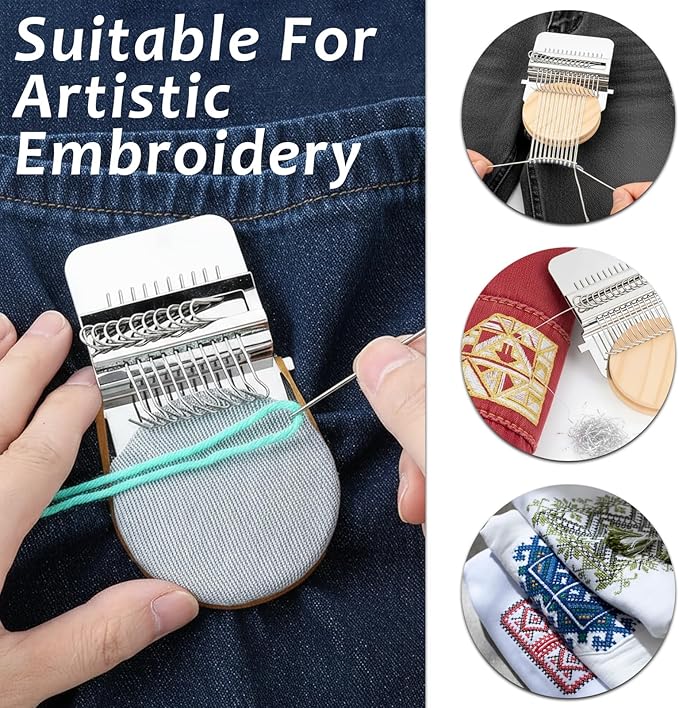 KUNAL Patch Maker 2.0 Kit,Knit Patch Loom Kit,Mini Portable Patch Darning Loom with 14 Hooks,for Quickly Sewing Repair, Sewing, Knitting Kit for Beginners - Image 2
